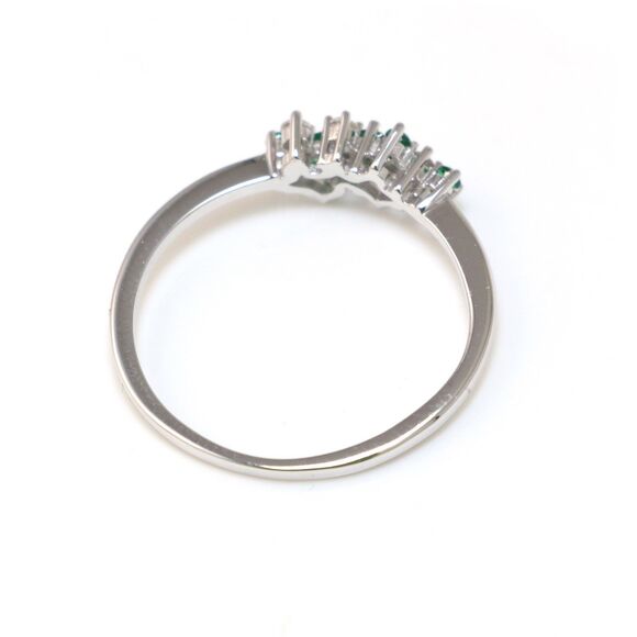 Silver Dazzling May Birthstone Ring, Green Cubic Zirconia Cluster Jewelry - Picture 7 of 9